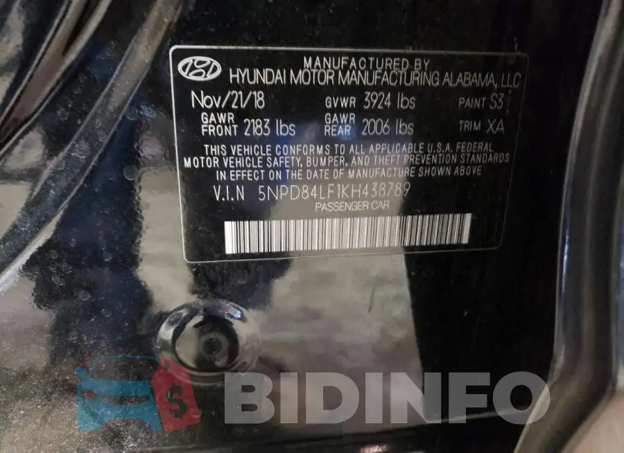 5NPD84LF1KH438789 Photo# 12
