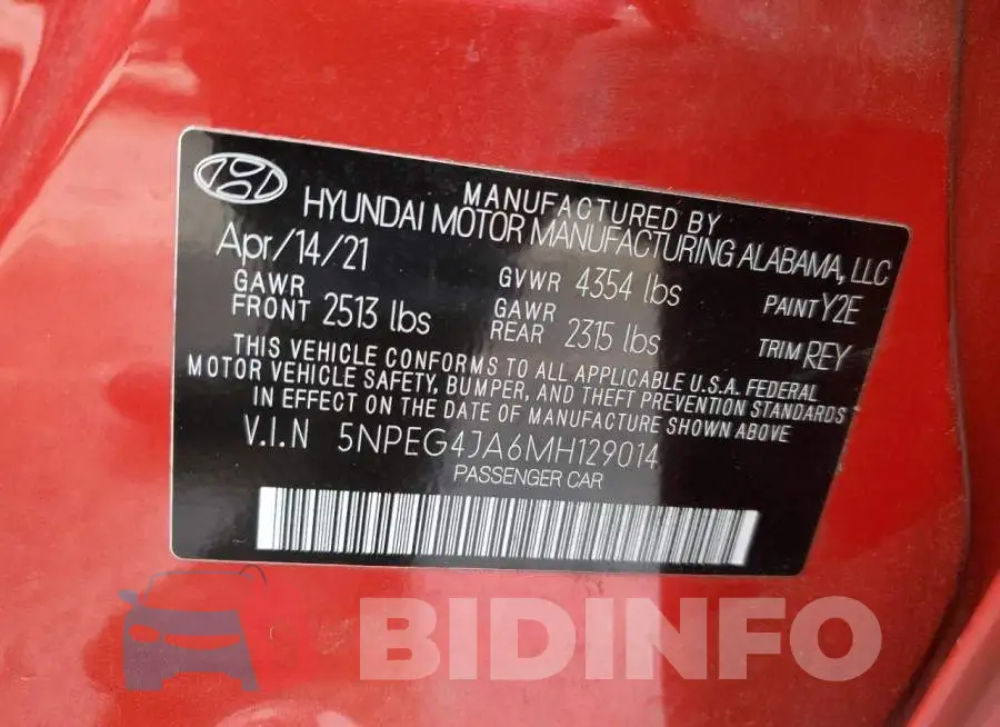 5NPEG4JA6MH129014 Photo# 12