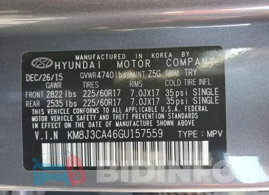 KM8J3CA46GU157559 Photo# 12