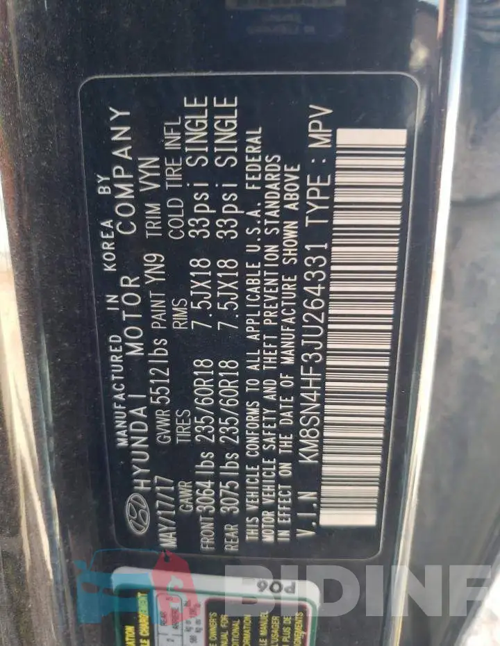 KM8SN4HF3JU264331 Photo# 14