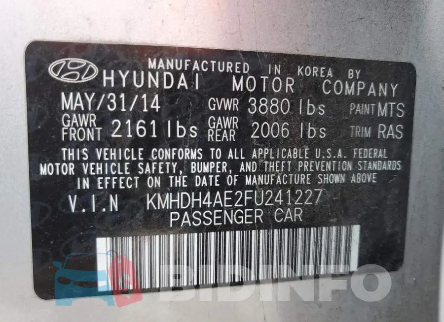 KMHDH4AE2FU241227 Photo# 13