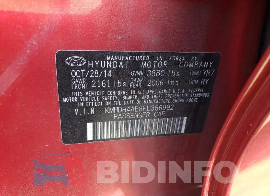 KMHDH4AE8FU366992 Photo# 12