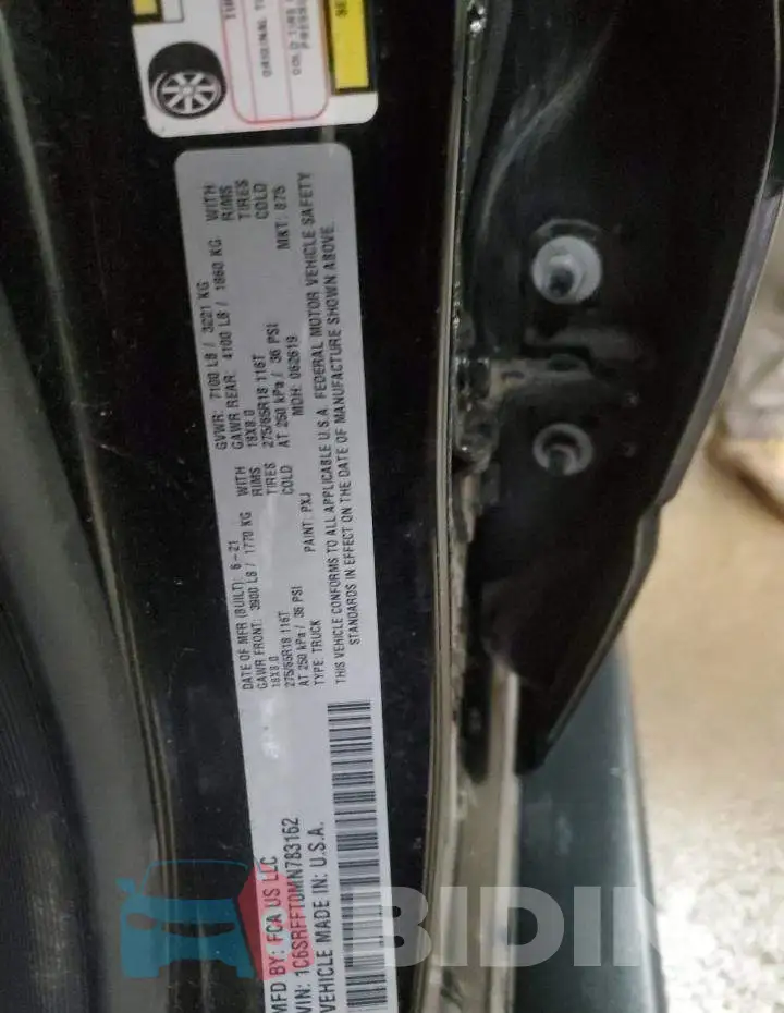 1C6SRFFT0MN783162 Photo# 13