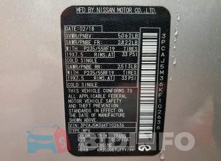 3PCAJ5M36KF102636 Photo# 14