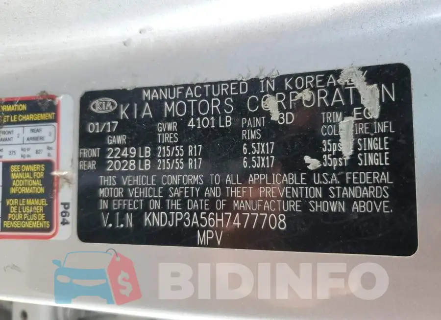 KNDJP3A56H7477708 Photo# 12