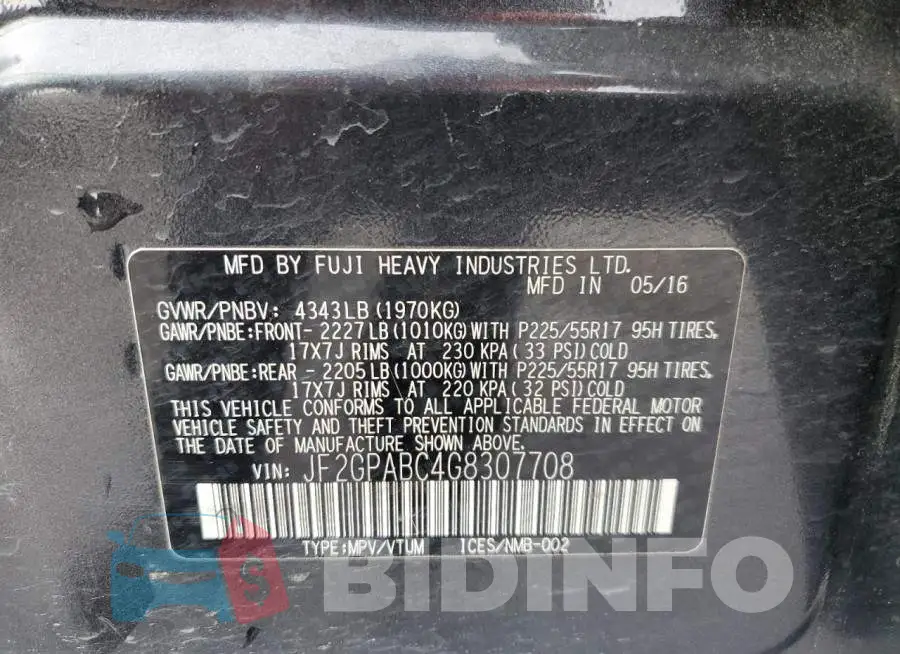 JF2GPABC4G8307708 Photo# 14