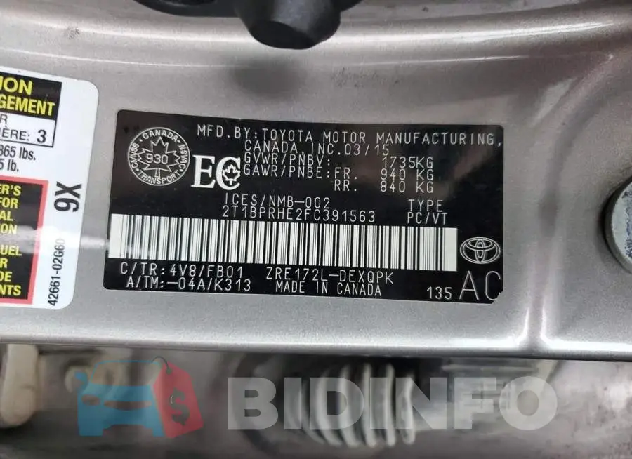 2T1BPRHE2FC391563 Photo# 12