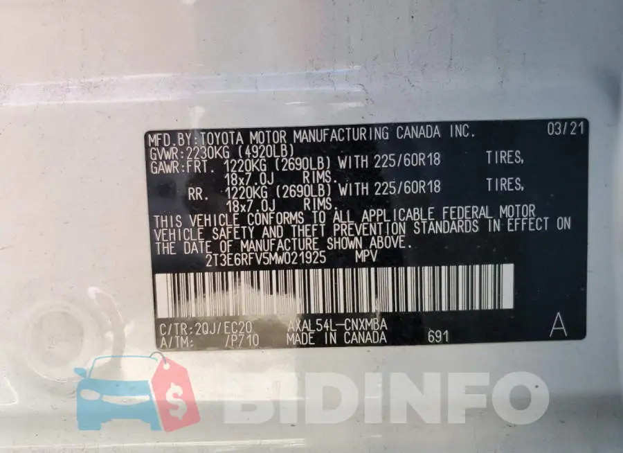 2T3E6RFV5MW021925 Photo# 13