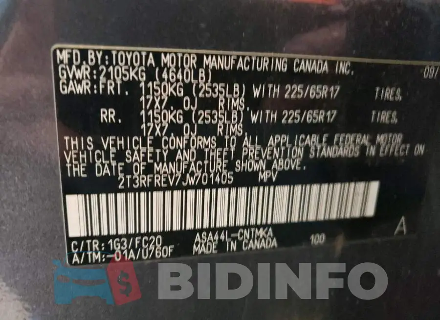 2T3RFREV7JW701405 Photo# 13