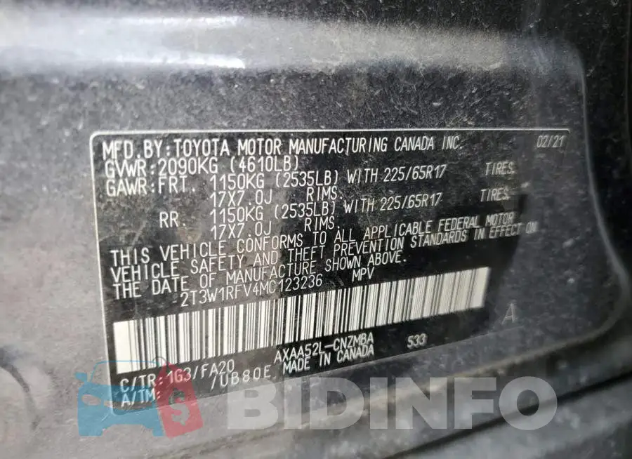 2T3W1RFV4MC123236 Photo# 13