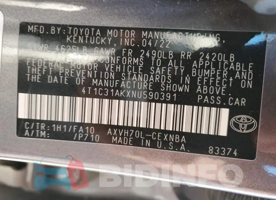 4T1C31AKXNU590391 Photo# 13
