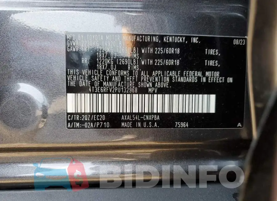 4T3E6RFV2PU132968 Photo# 13