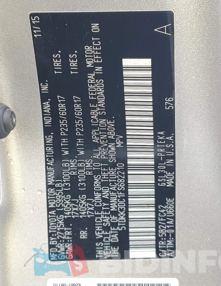 5TDKK3DC1FS682210 Photo# 13