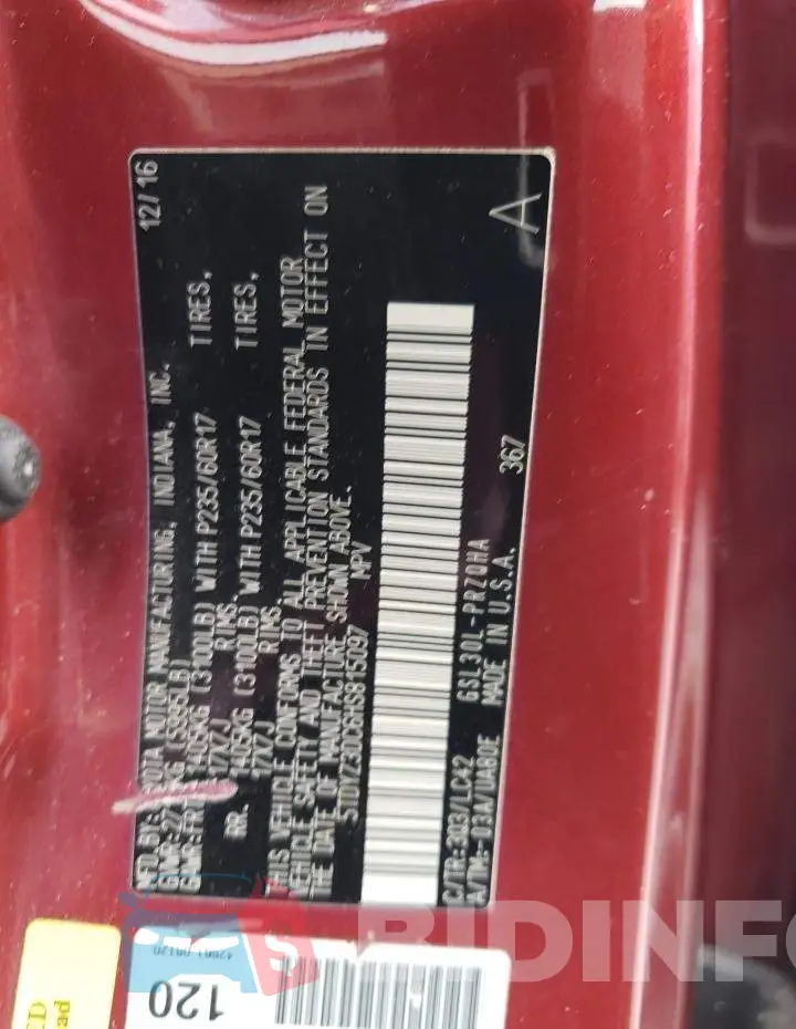 5TDYZ3DC6HS815097 Photo# 14