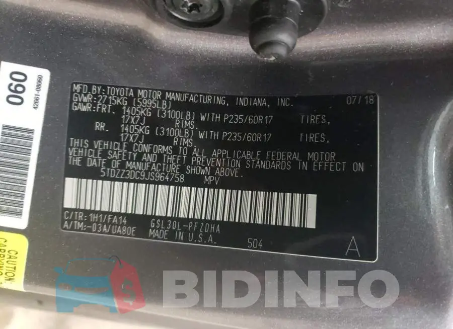 5TDZZ3DC9JS964758 Photo# 13