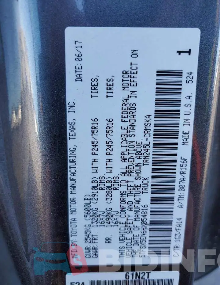 5TFSX5EN6HX054816 Photo# 13
