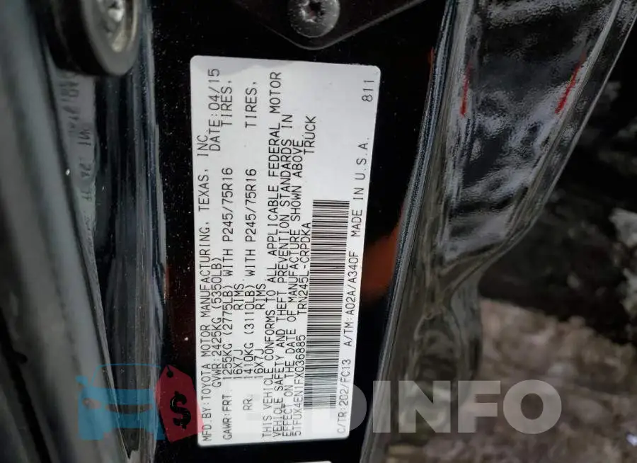 5TFUX4EN1FX036885 Photo# 12