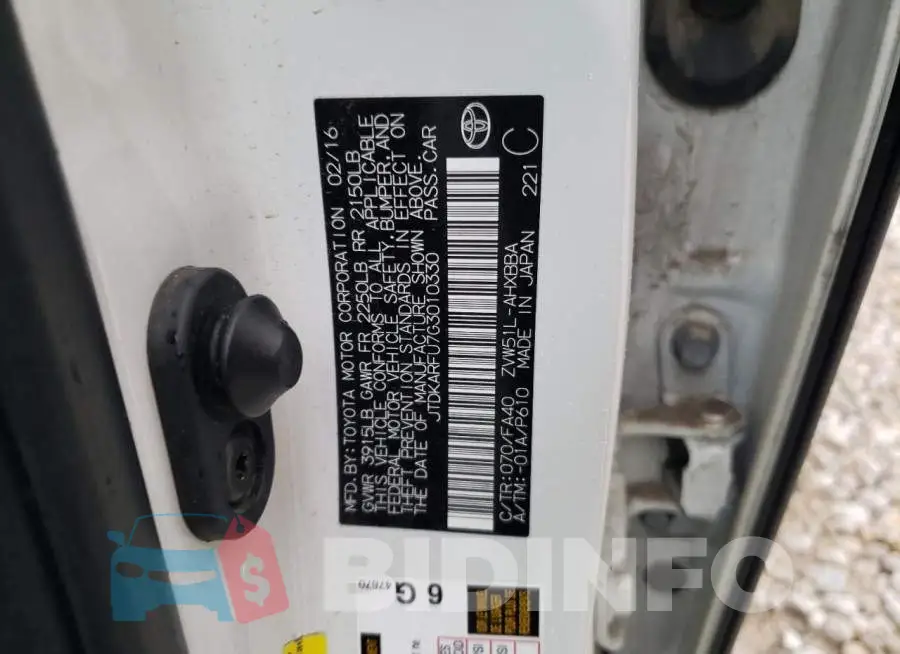 JTDKARFU7G3010330 Photo# 12