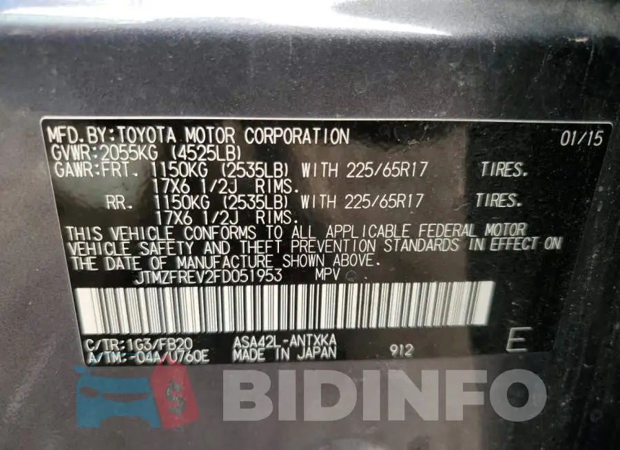 JTMZFREV2FD051953 Photo# 14