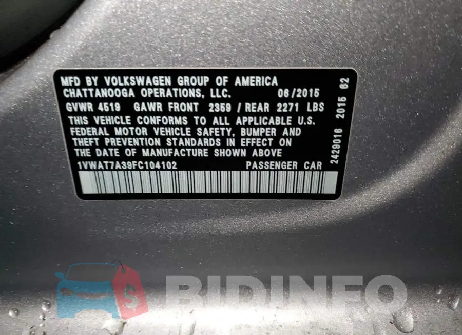 1VWAT7A39FC104102 Photo# 12