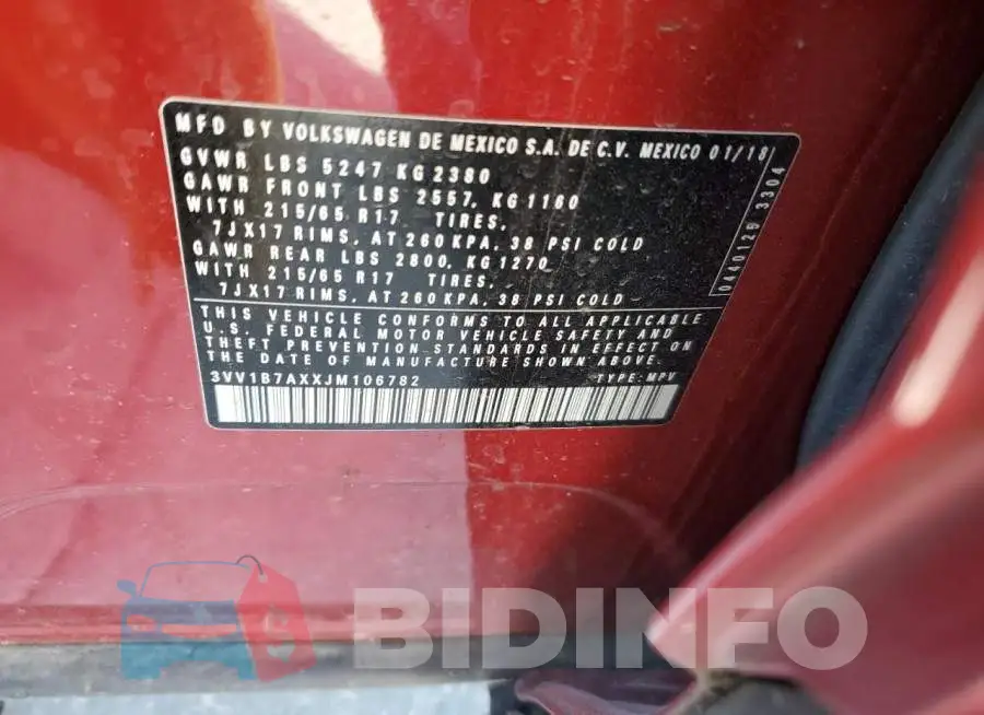 3VV1B7AXXJM106782 Photo# 13