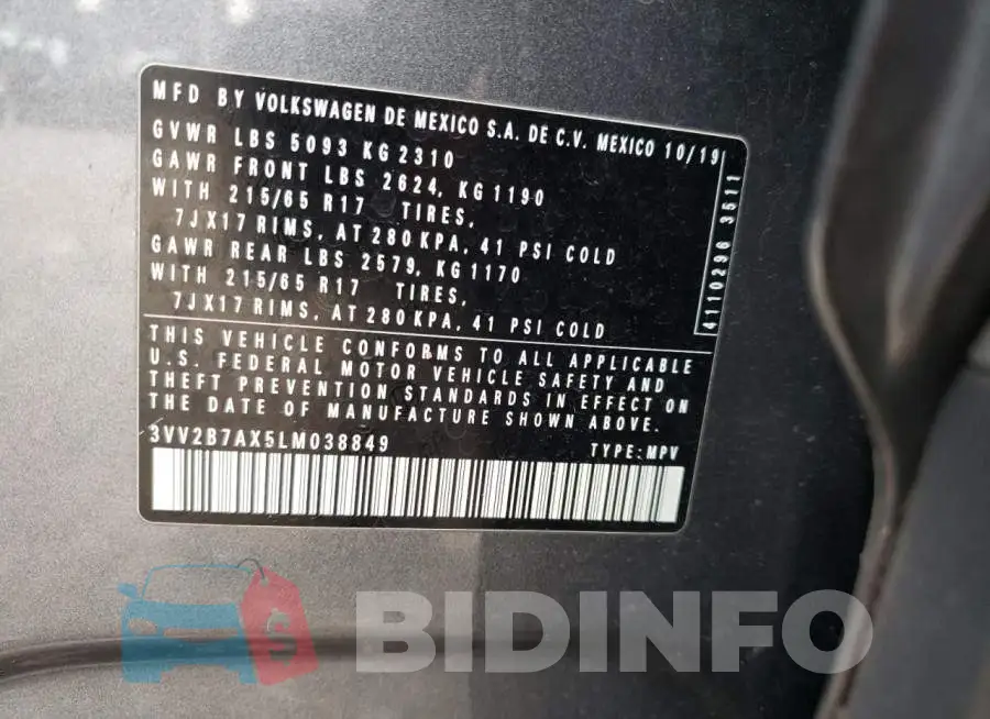 3VV2B7AX5LM038849 Photo# 13
