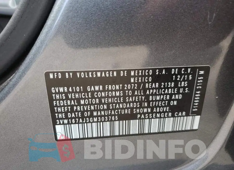 3VW167AJ3GM303765 Photo# 12