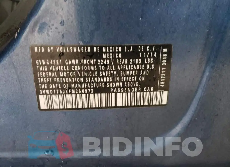 3VWD17AJXFM256972 Photo# 12