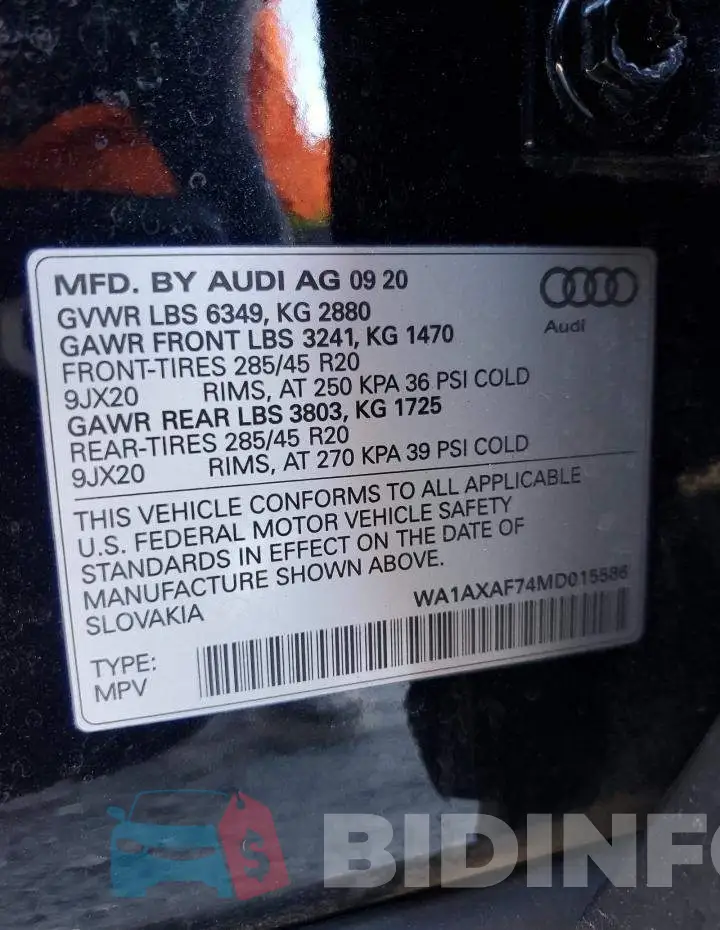WA1AXAF74MD015586 Photo# 13