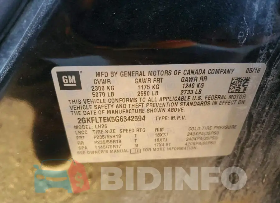2GKFLTEK5G6342594 Photo# 14