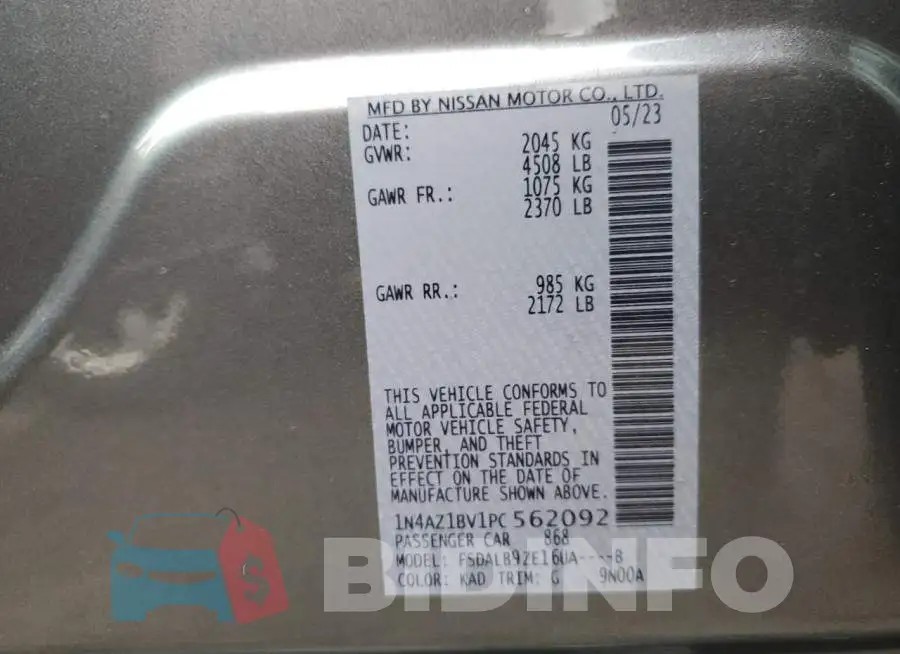 1N4AZ1BV1PC562092 Photo# 12