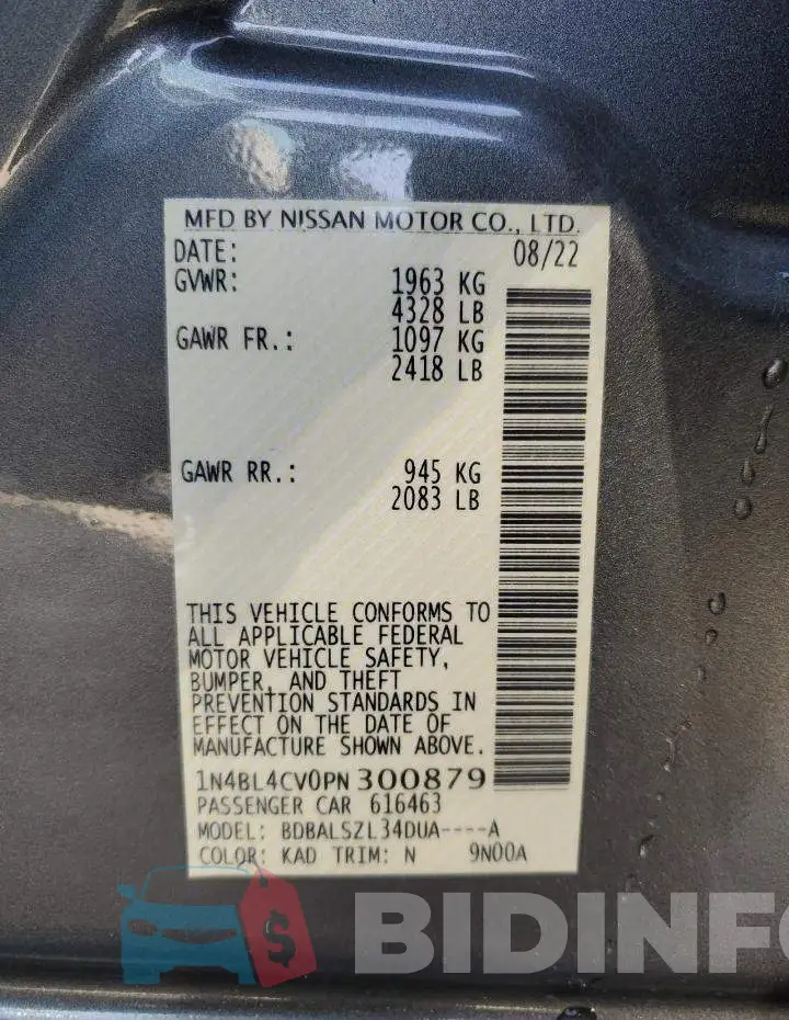 1N4BL4CV0PN300879 Photo# 12