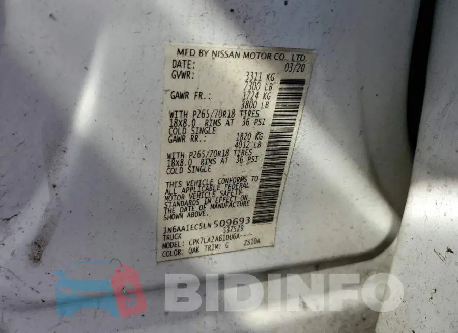 1N6AA1EC5LN509693 Photo# 12