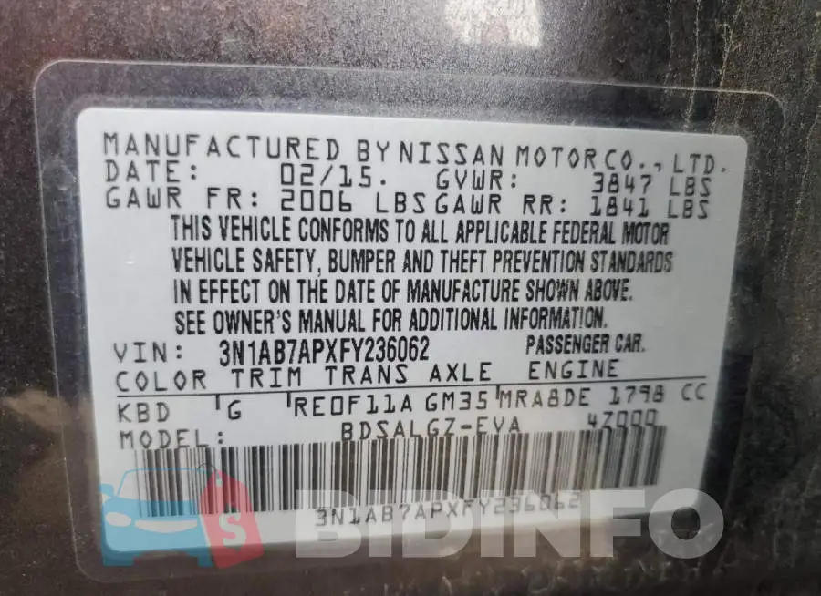 3N1AB7APXFY236062 Photo# 12