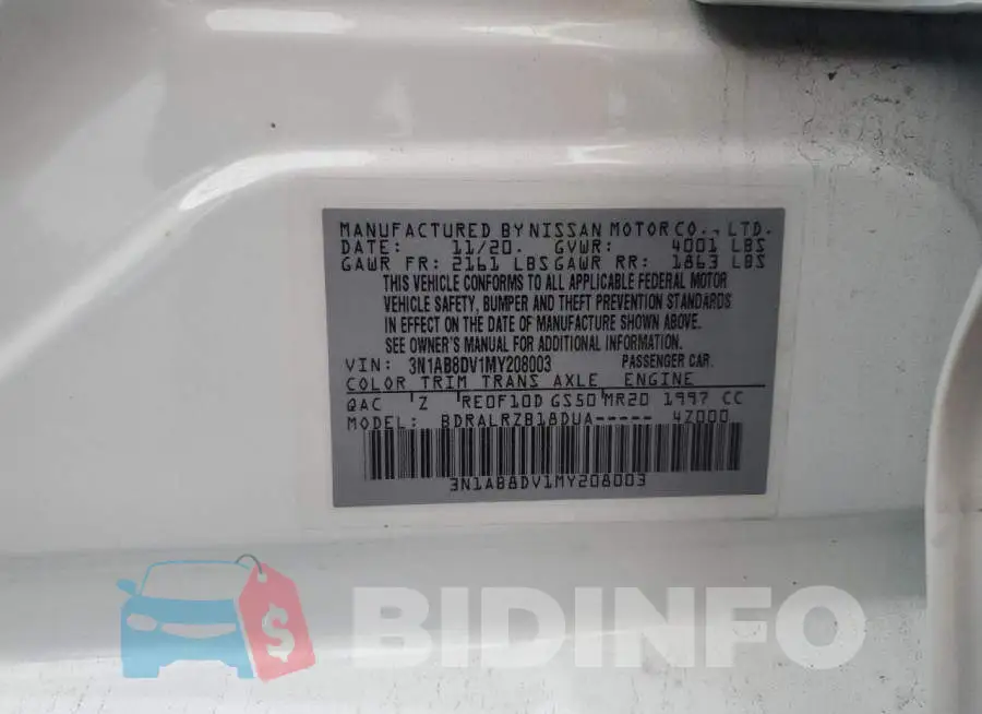 3N1AB8DV1MY208003 Photo# 13