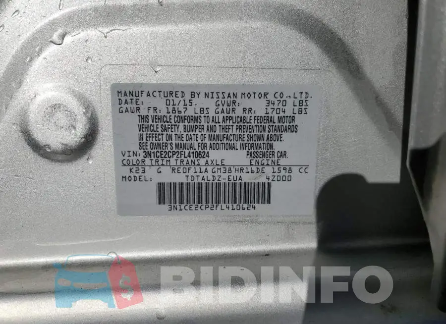 3N1CE2CP2FL410624 Photo# 13