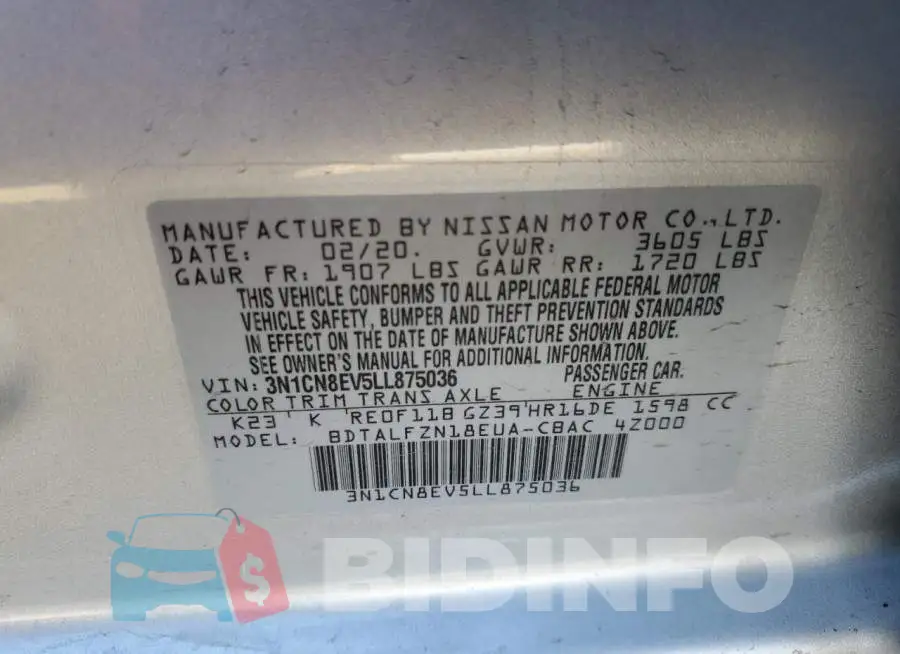 3N1CN8EV5LL875036 Photo# 12