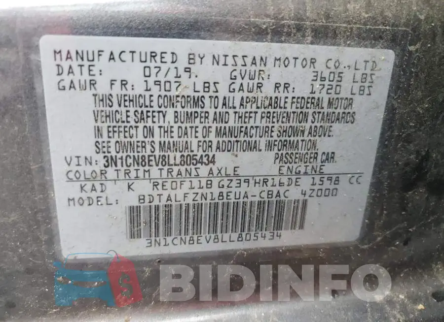 3N1CN8EV8LL805434 Photo# 12