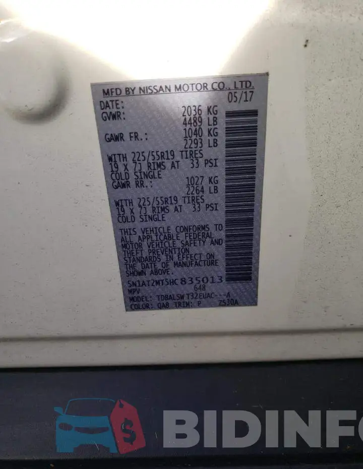 5N1AT2MT5HC835013 Photo# 13