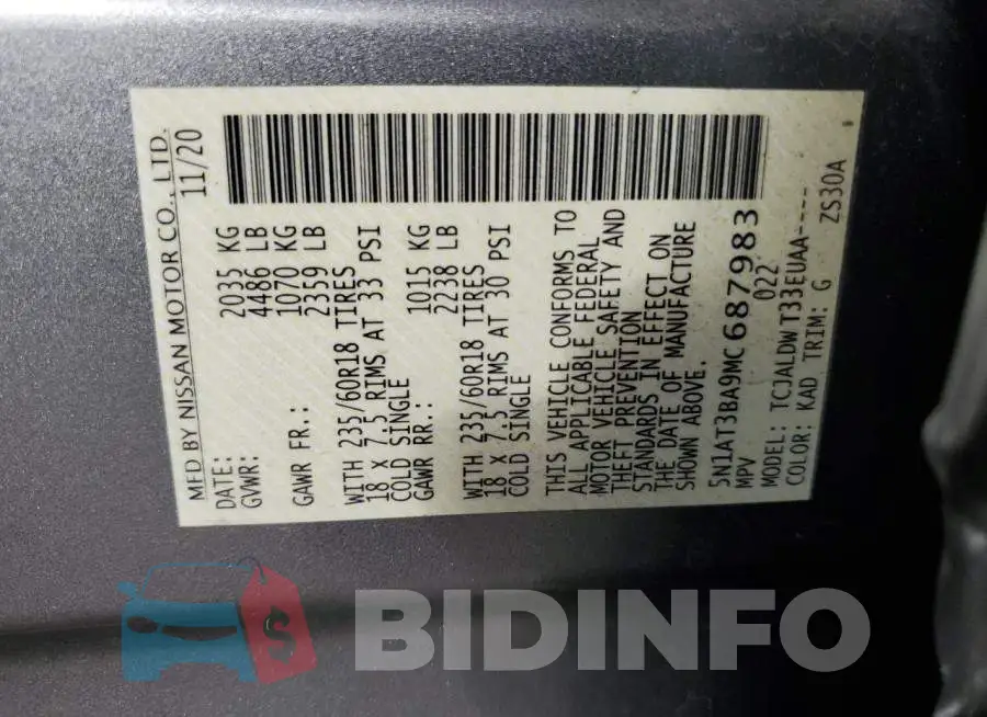 5N1AT3BA9MC687983 Photo# 14