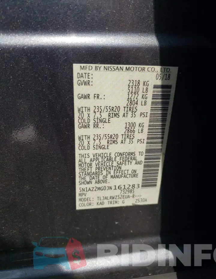 5N1AZ2MG0JN161283 Photo# 13