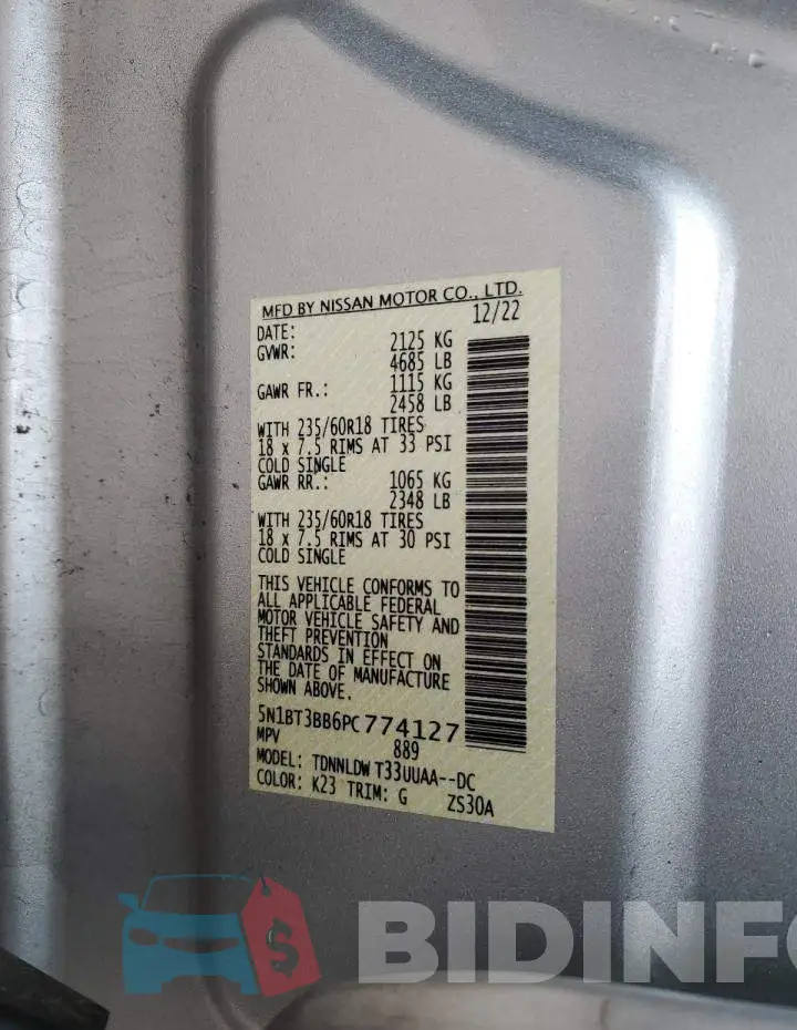 5N1BT3BB6PC774127 Photo# 13