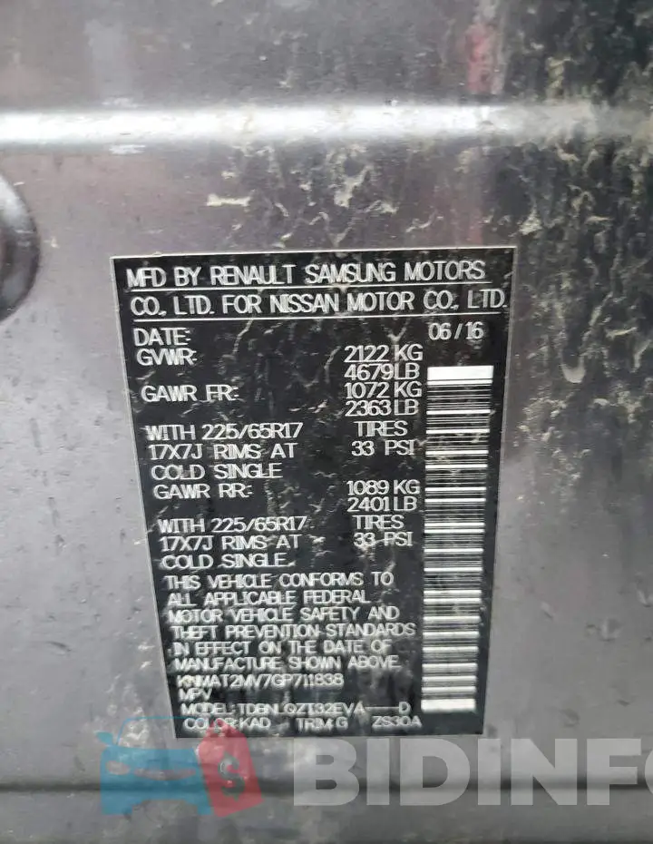 KNMAT2MV7GP711838 Photo# 13