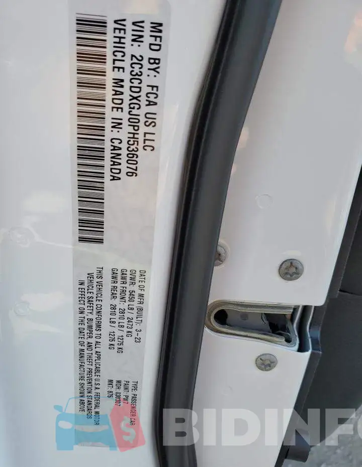 2C3CDXGJ0PH536076 Photo# 13