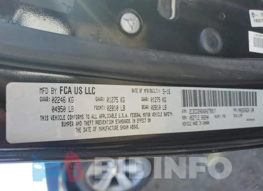 2C3CDZAGXGH278917 Photo# 12