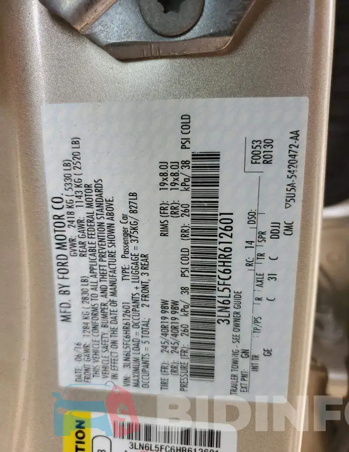 3LN6L5FC6HR612601 Photo# 13