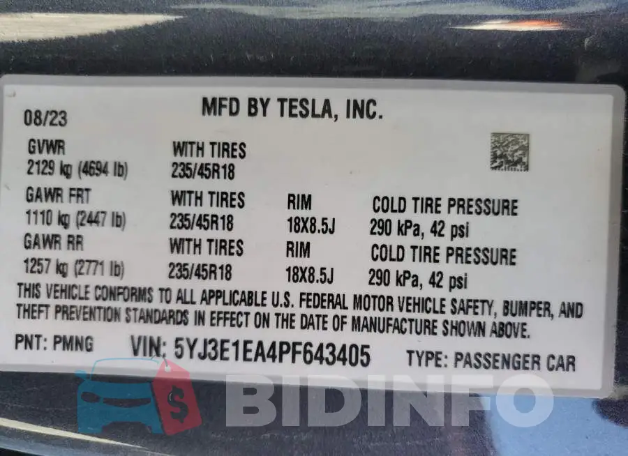 5YJ3E1EA4PF643405 Photo# 13