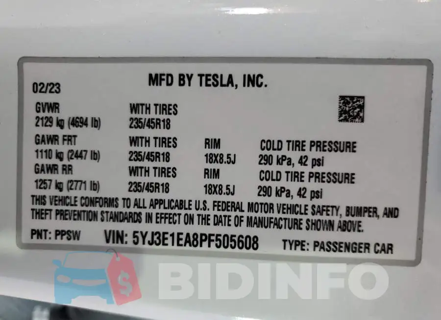 5YJ3E1EA8PF505608 Photo# 12