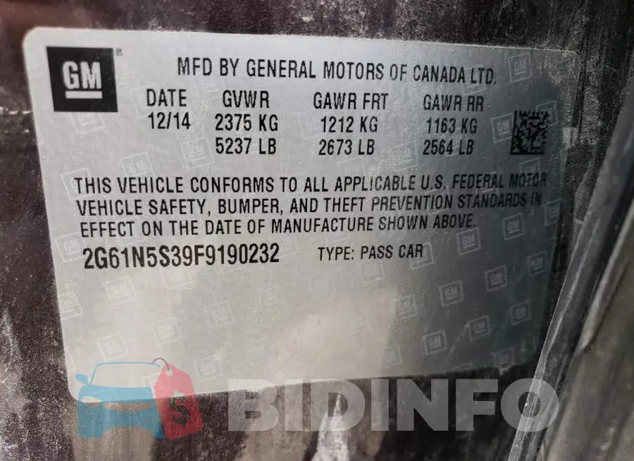 2G61N5S39F9190232 Photo# 12
