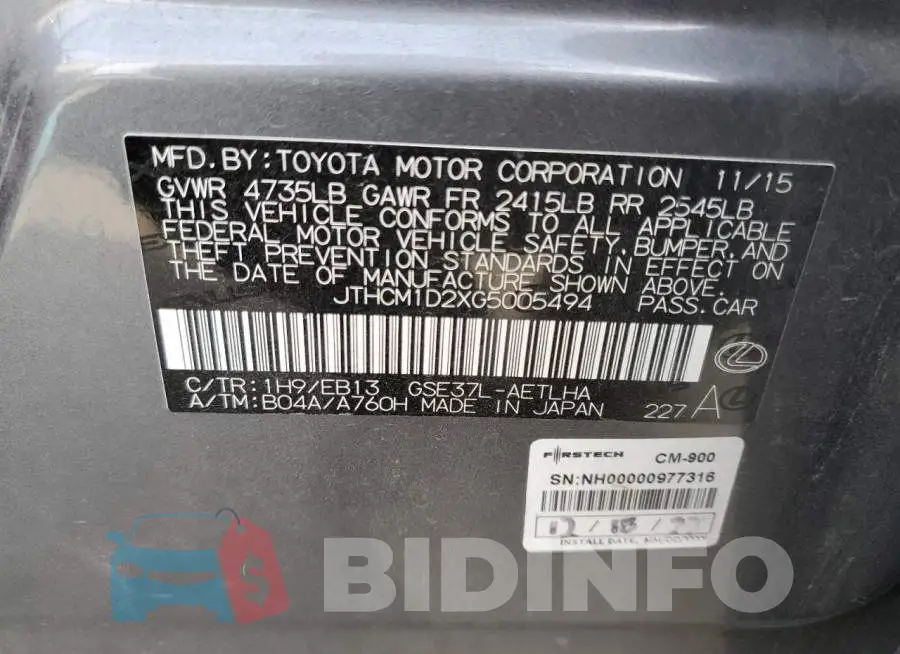 JTHCM1D2XG5005494 Photo# 13